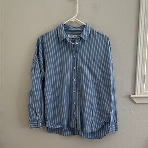 Alex Mill Blue and White Striped poplin Jo shirt size M